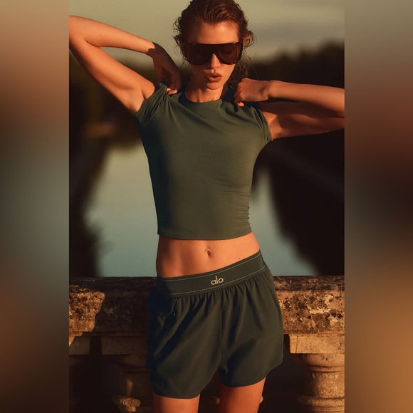 Limited Edition ALO Olive Match Point Shorts - Picture 3 of 5